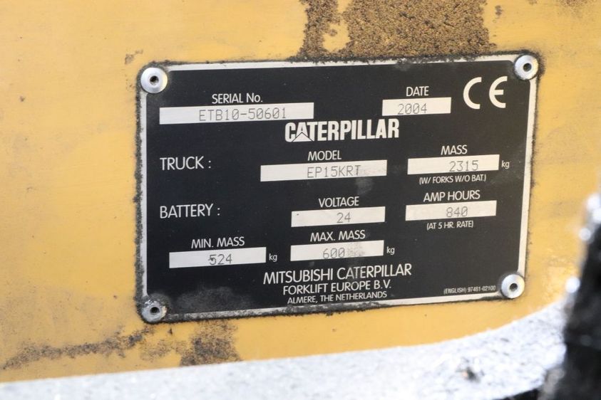Електричний навантажувач CATERPILLAR EP15KRT, трьохопороний