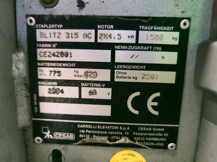 Электрический погрузчик CESAB BLITZ 315 AC трехопорный
