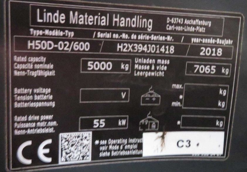Дизельный погрузчик LINDE H50D-02/600 394 серия