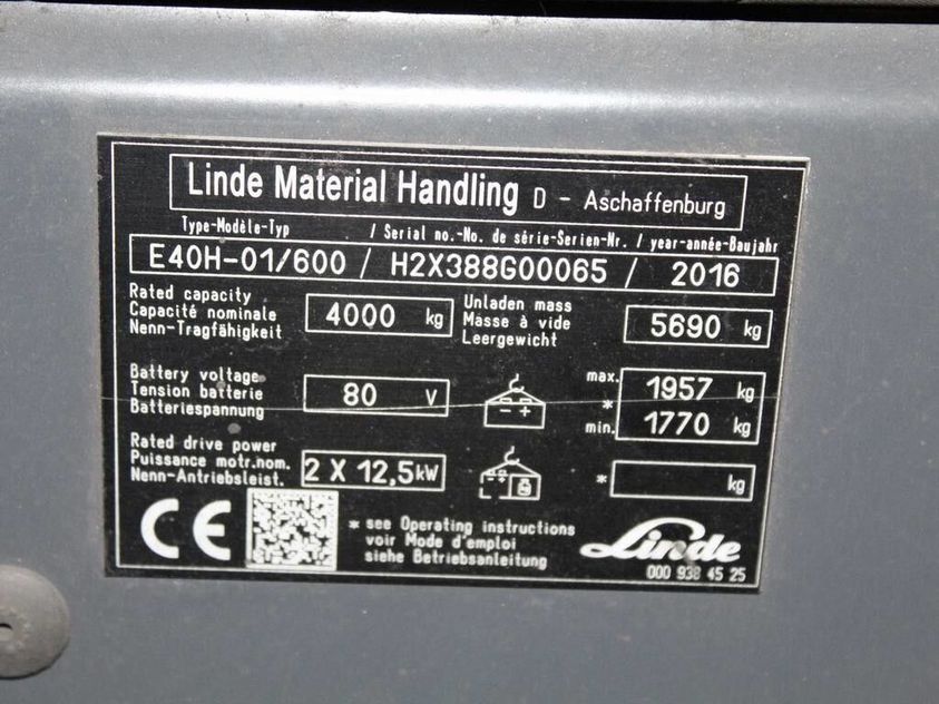 Електричний навантажувач LINDE E 40 H-01/600