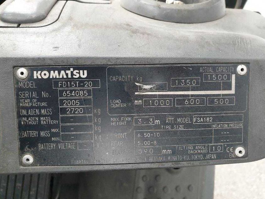 Дизельный погрузчик KOMATSU FD15T-20