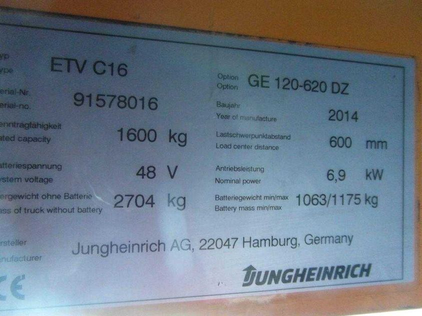 Річтрак Jungheinrich ETVC16 на цільнолитих шинах