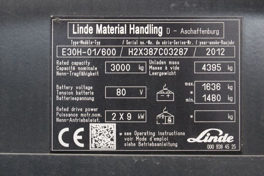 Електричний навантажувач LINDE E30H-01-600 (387)