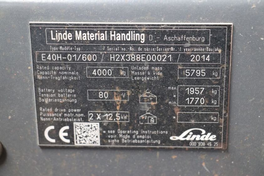 Електричний навантажувач LINDE E40H01/600 (388)