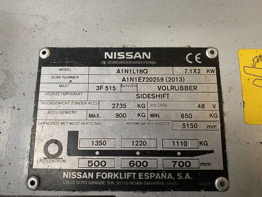 Электрический погрузчик NISSAN A1N1L18Q трехопорный