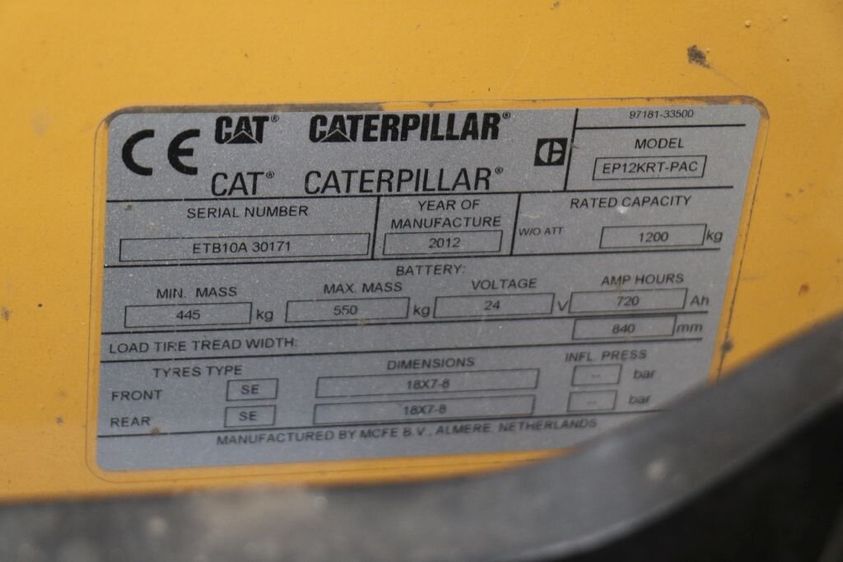 Електричний навантажувач CATERPILLAR EP12KRT PAC трьохопорний