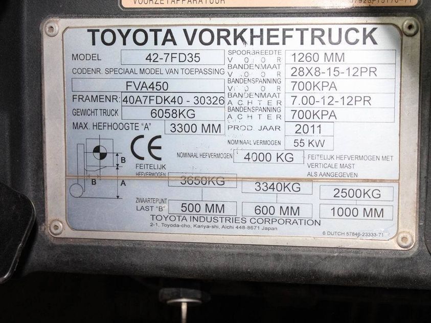 Дизельний навантажувач TOYOTA 42-7 FD 35