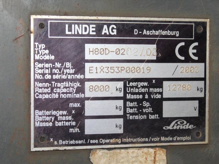 Дизельный погрузчик LINDE H 80 D-02