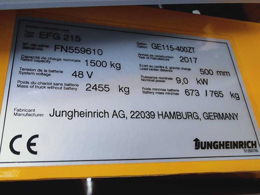 Електричний трьохопорний навантажувач JUNGHEINRICH EFG215